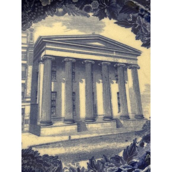 Wedgewood 9” Blue Transferware Plate Albany Ny Country Farmhouse Victorian - Picture 3 of 7